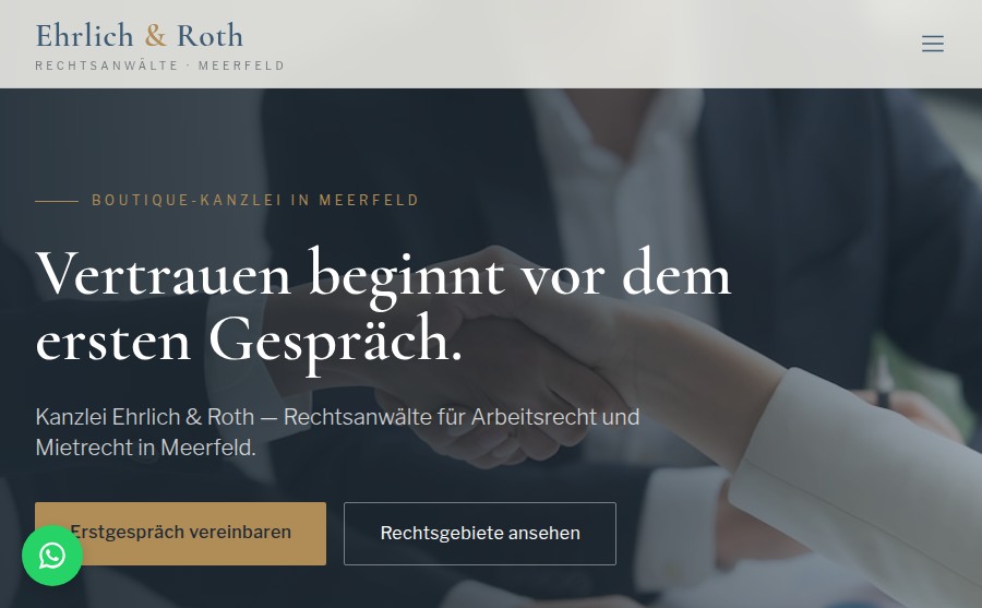 Screenshot der Beispielseite Kanzlei Ehrlich & Roth (Rechtsanwälte)